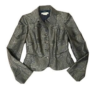 Michael Kors Paisley Jacquard Silk Blend Blazer Brown Green size 6